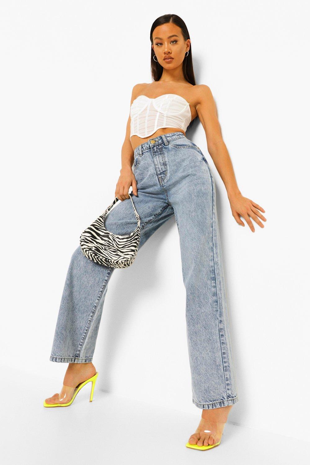 leg wide jeans boohoo